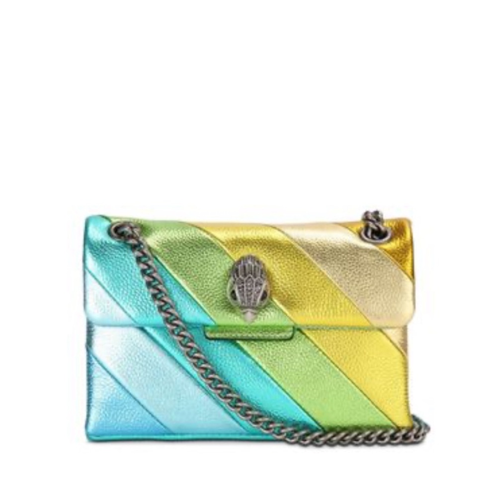 Kurt Geiger London mini Kensington metallic-effect clutch bag Blue